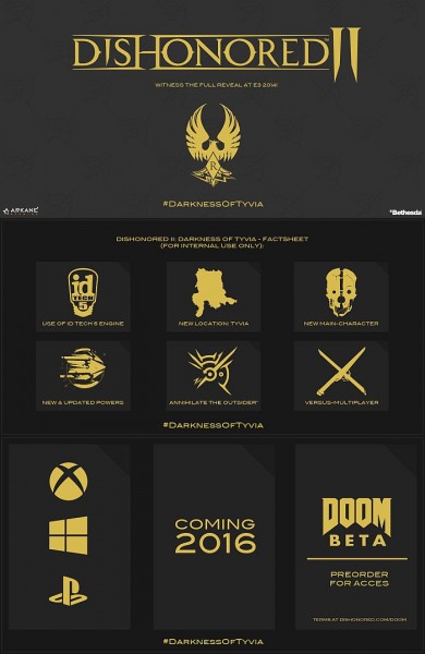 Dishonored2e3invite 390x600 عنوان Dishonored 2: Darkness of Tyvia در E3 2014 حضور خواهد داشت