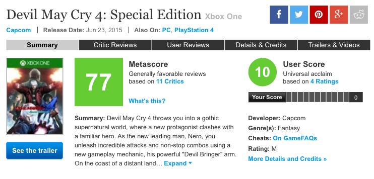 نمرات Devil May Cry 4: Special Edition منتشر شد | تلاشى ناموفق 1