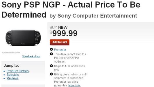 PSP2 - NGP به قیمت 999 دلار و 99 سنت! | گیمفا