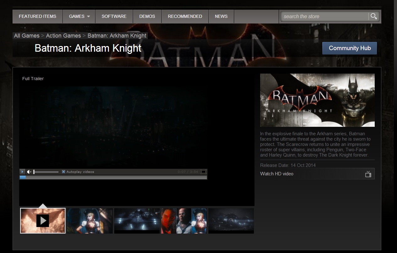 steam batman arkham knight page