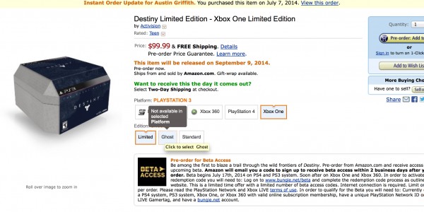پیش فروش Destiny Ghost Edition در Amazon به اتمام رسید | تمامی نسخه ها فروخته شد | گیمفا