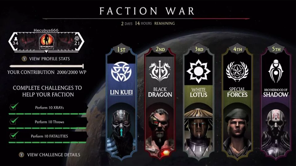 faction war و سیستم امتیاز دهی