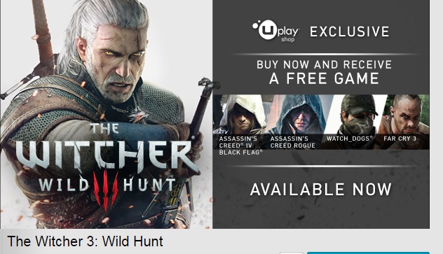 با خرید بازی the witcher 3 wild hunt میتوانید از uplay یک بازی هدیه دریافت کنید