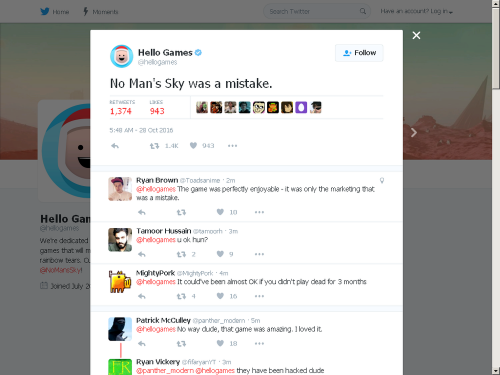 انتشار توییت مشکوک در صفحه شرکت سازنده بازی No Man’s Sky ( بروزرسانی ) - گیمفا