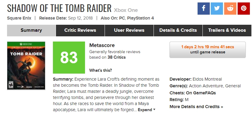 پایان یک ماجراجویی | نقدها و نمرات بازی Shadow of The Tomb Raider [به‌روز‌رسانی] - گیمفا