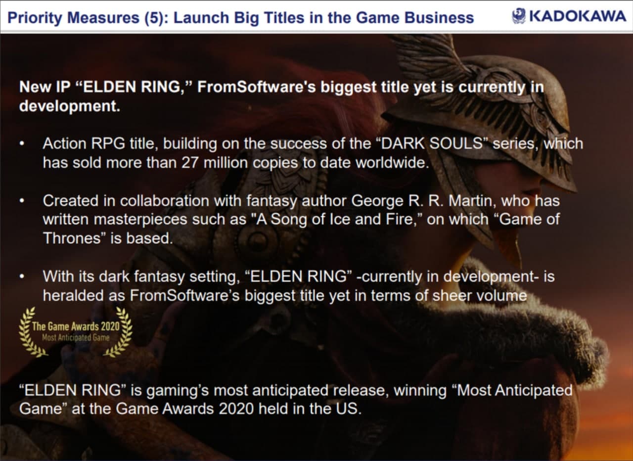 شرکت کادوکاوا در گزارش مالی به بازی Elden Ring اشاره می‌کند