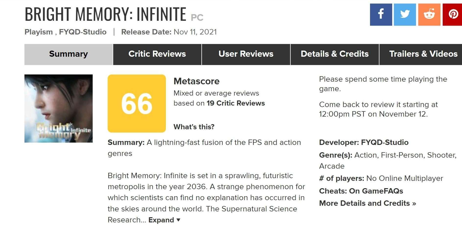 نقدها و نمرات بازی Bright Memory: Infinite منتشر شدند