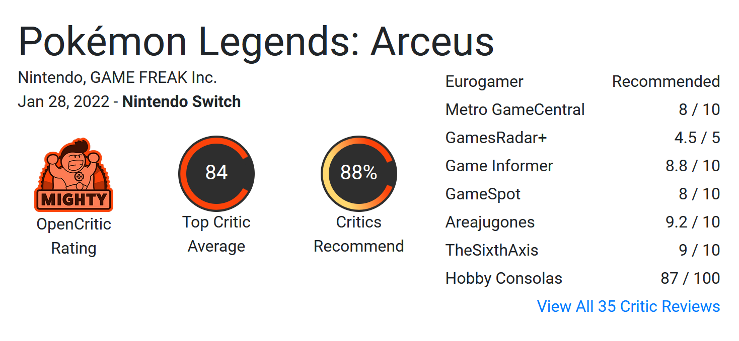 نقدها و نمرات بازی Pokemon Legends: Arceus منتشر شدند - گیمفا
