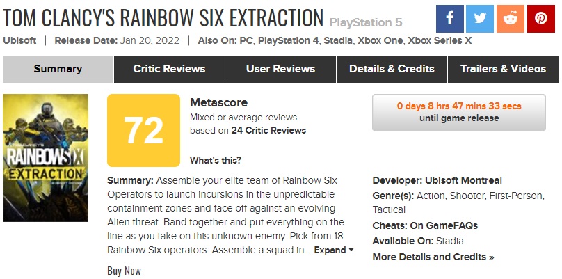 نقدها و نمرات بازی Rainbow Six Extraction منتشر شدند