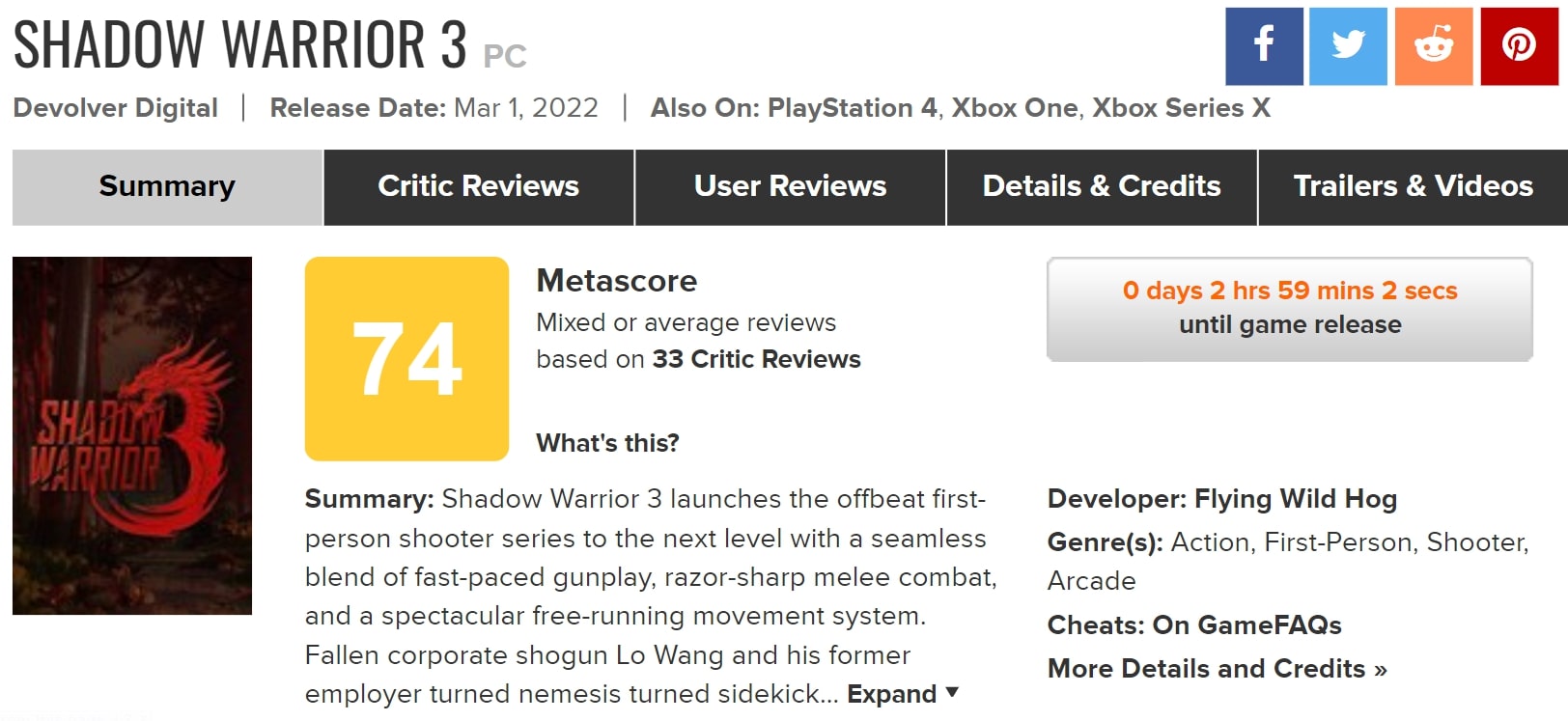 نقدها و نمرات بازی Shadow Warrior 3 منتشر شدند - تی ام گیم