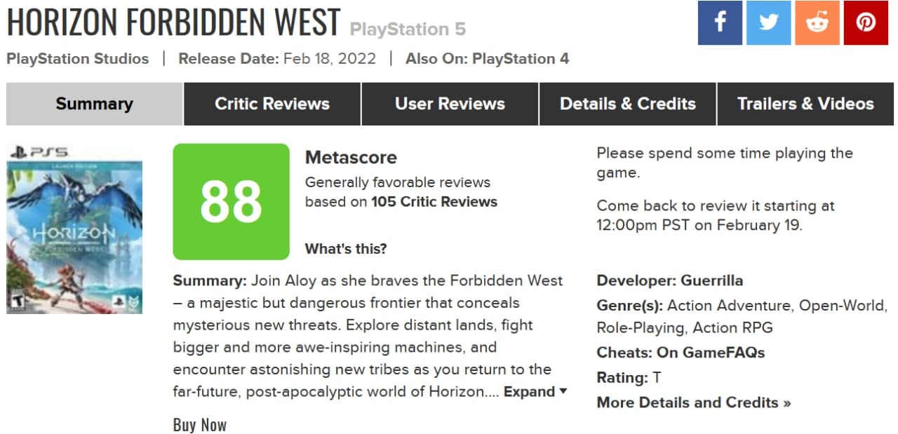 نقدها و نمرات بازی Horizon: Forbidden West منتشر شدند [به‌روزرسانی شد] -