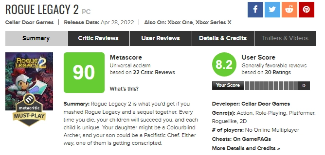 نقدها و نمرات بازی Rogue Legacy 2 منتشر شدند