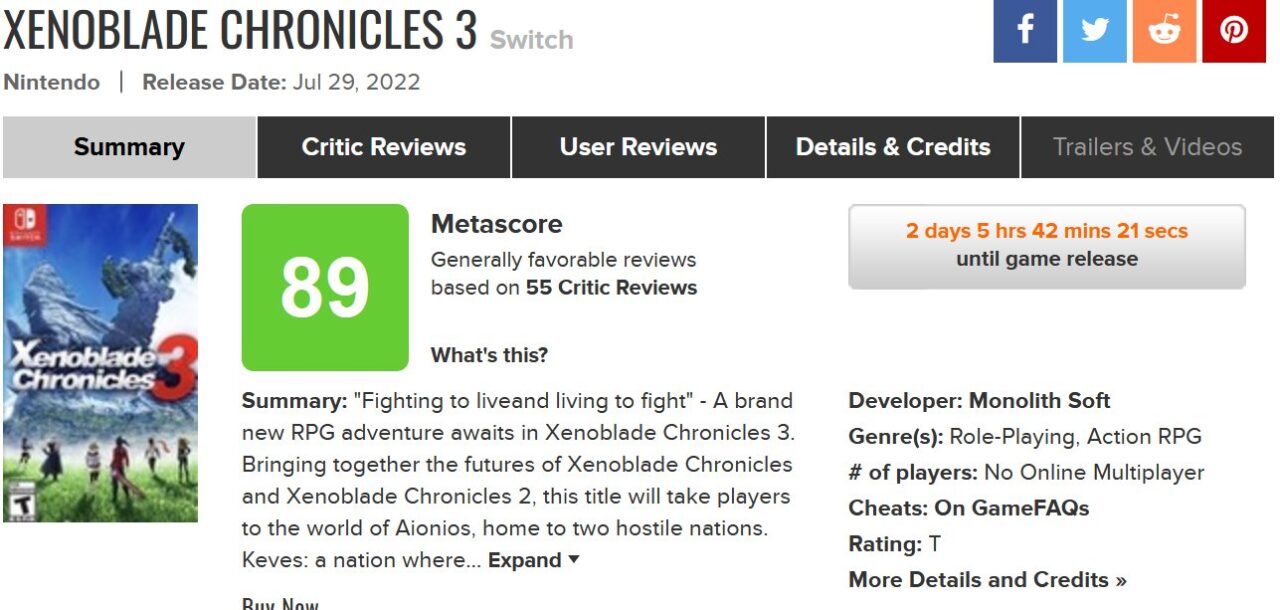 نقدها و نمرات Xenoblade Chronicles 3 منتشر شدند - گیمفا