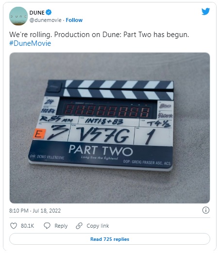 فیلم‌برداری Dune: Part 2 با انتشار یک تصویر رسماً آغاز شد