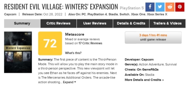 نقدها و نمرات Resident Evil Village: Winters’ Expansion اعلام شدند - تی ام گیم