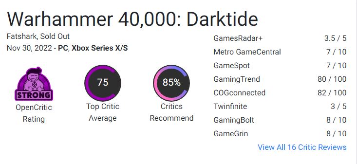 نقدها و نمرات بازی Warhammer 40,000: Darktide منتشر شدند