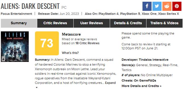 Aliens: Dark Descent "نقدها و نمرات بازی Aliens: Dark Descent منتشر شدند"