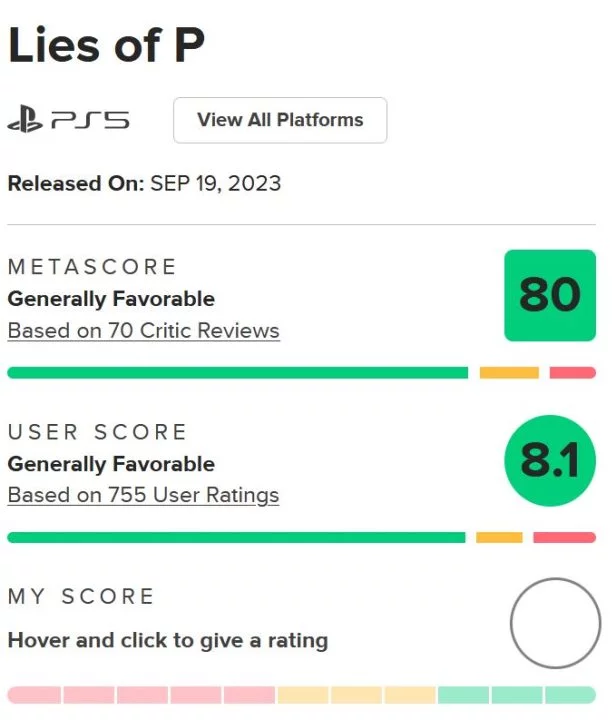 نقدها و نمرات Lies of P منتشر شدند [به‌روزرسانی شد] - گیمفا