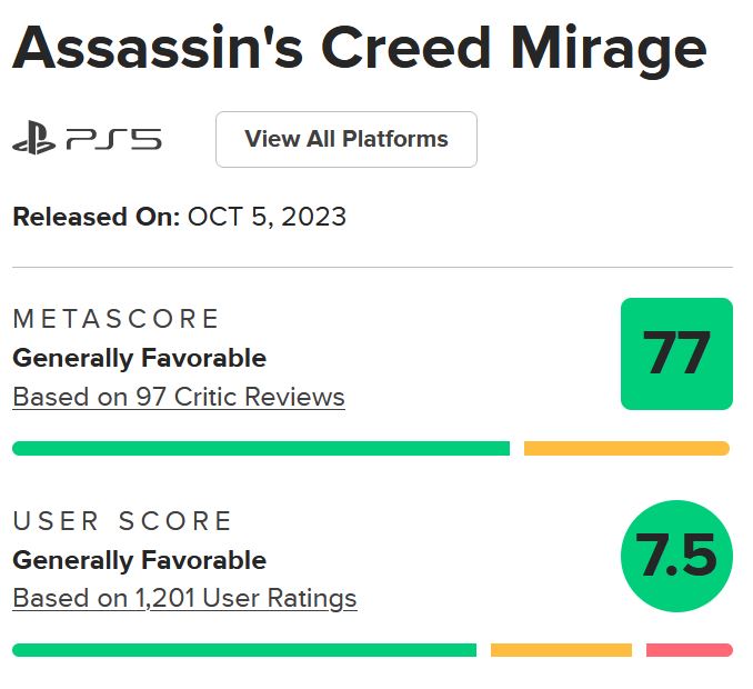 نقدها و نمرات Assassin’s Creed Mirage منتشر شدند [به‌روزرسانی شد] - گیمفا