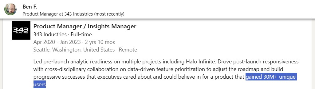 گزارش: بازی Halo Infinite توسط بیش از 30 میلیون پلیر تجربه شده است