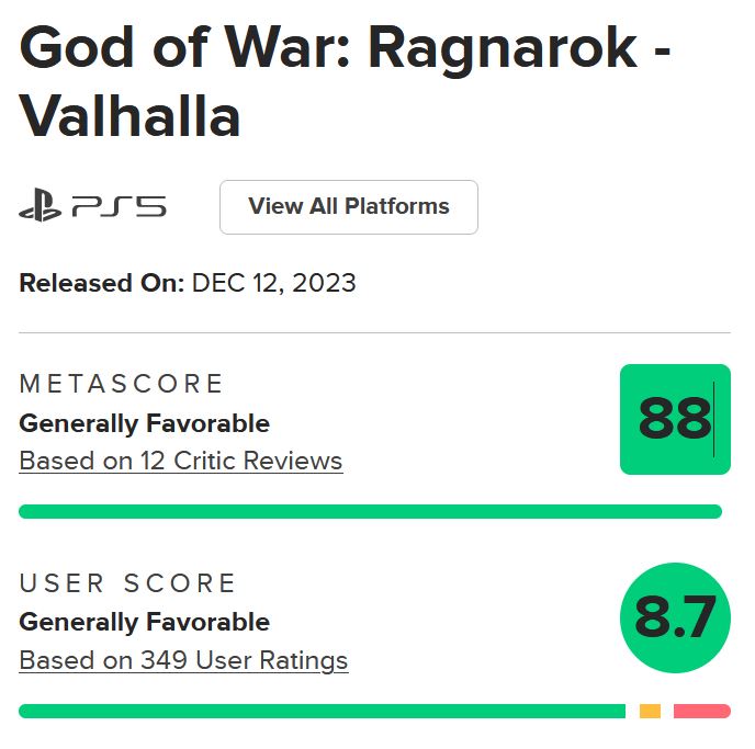 نقدها و نمرات God of War Ragnarok: Valhalla [به‌روزرسانی شد] - گیمفا