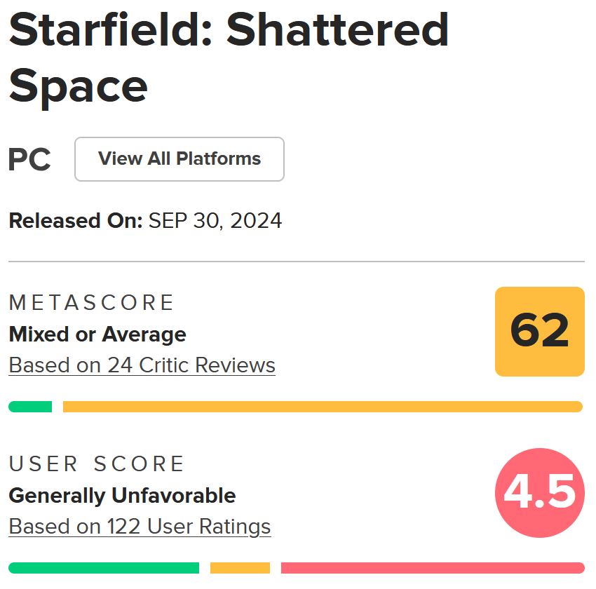 نقدها و نمرات Starfield: Shattered Space منتشر شدند [به‌روزرسانی شد] - گیمفا