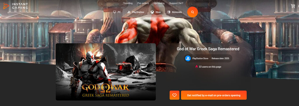 ریمستر سه‌گانه یونان God of War در یک فروشگاه لیست ش