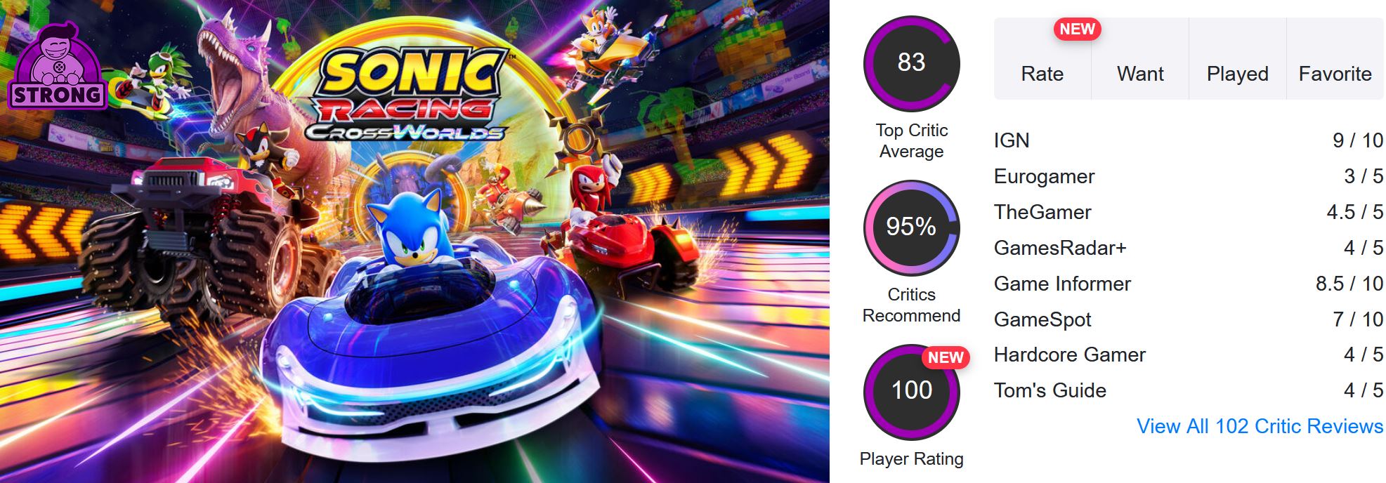 Sonic Racing: CrossWorlds بررسی و رتبه بندی منتشر شد (به روز شده) - Gamefa