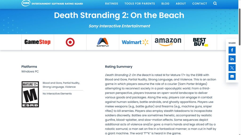 بازی Death Stranding 2 توسط ESRB برای کامپیوتر رده‌بندی سنی شد