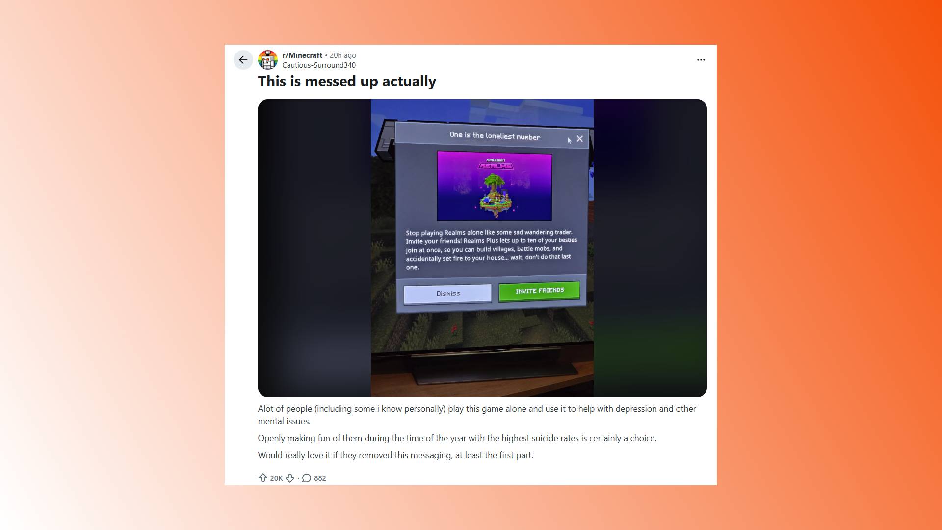 ماینکرفت به دلیل توهین به بازیکنان تک‌نفره مورد انتقاد قرار گرفت - گیمفا