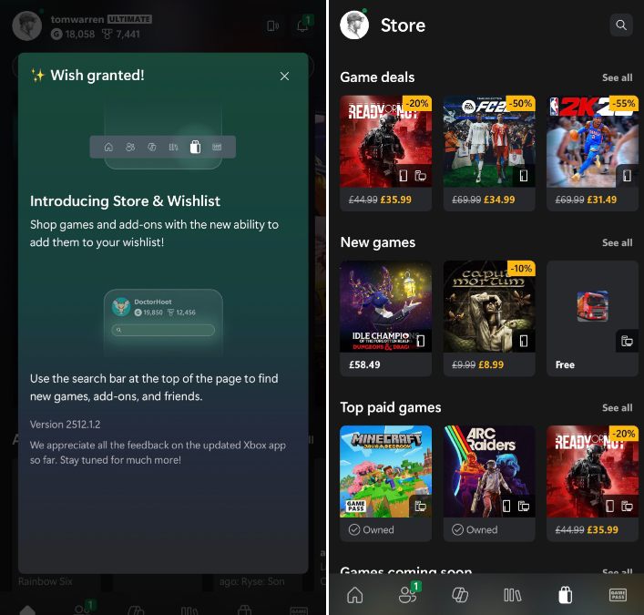 فروشگاه ایکس باکس روی تلفن‌های همراه دستخوش تغییرات بزرگ شد - گیمفا