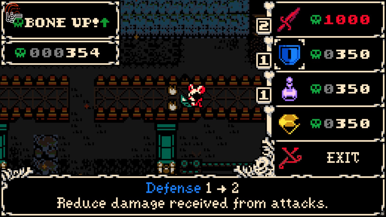 Desktop Screenshot 20260614 15142242 Retro Pixel art Dungeon Scene with a Character in Combat Ui on the Right Shows Items and Gold Bottom Text Reads defense 1 → 2 Reduce Damage Received from Attacks