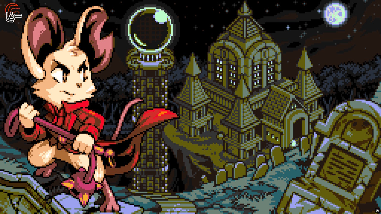 Desktop Screenshot 20260617 23114397 Pixel Art Rabbit Archer in Red Cloak with Bow Standing Among Tombstones in a Moonlit Haunted Cemetery with a Fantasy Castle in the Background