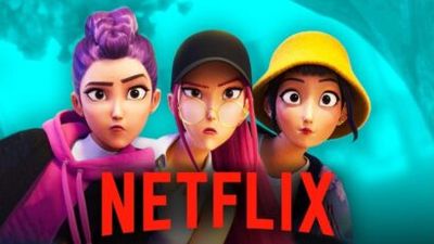 Three animated women with surprised expressions stand close together against a teal background, with a bold red Netflix logo across the bottom (Netflix thumbnail).