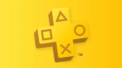 Logo made from the PlayStation controller buttons (triangle, circle, square, X) on a bright yellow background.