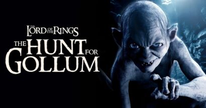 Poster for The Lord of the Rings fan film 'The Hunt for Gollum' showing Gollum crawling in a dark cave with the title text on the left.