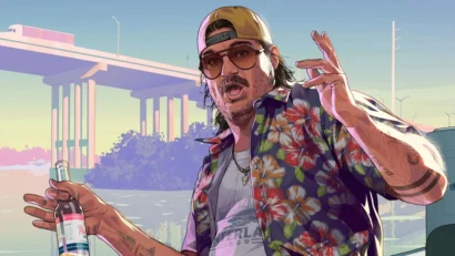Illustrated man in a floral shirt and cap holding a bottle, making a casual hand gesture near an overpass backdrop.