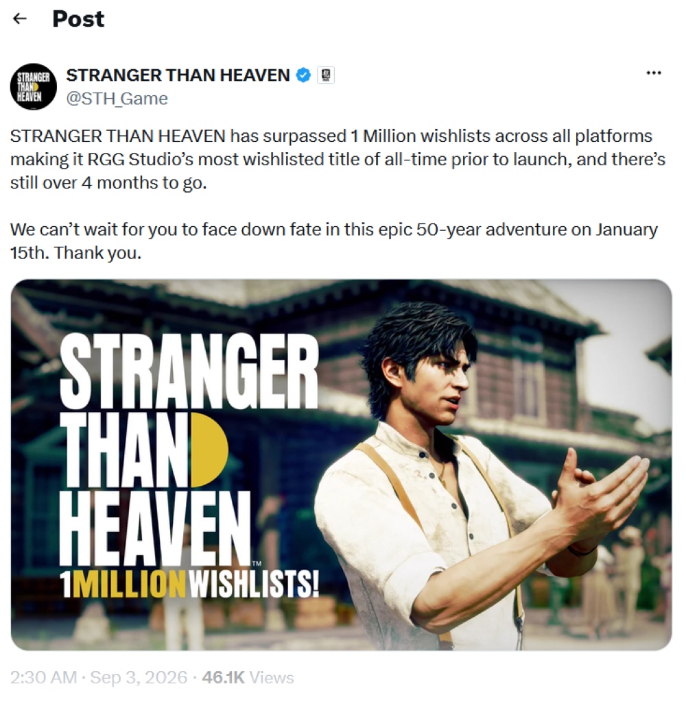 بازی Stranger Than Heaven از مرز یک میلیون ویش‌لیست عبور کرد | موبوگیم